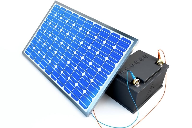 A solar panel and a battery